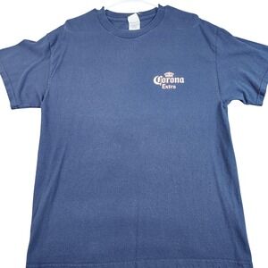 Vintage Corona Extra Shirt Mens Large Blue Christmas Beer Graphic Tee 2004